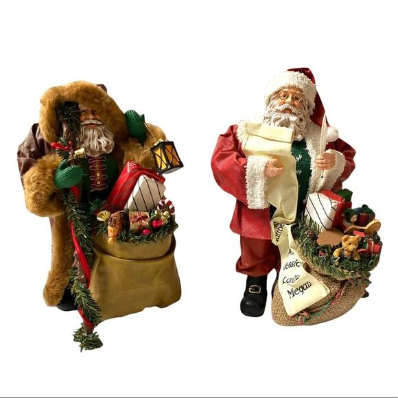 Grandeur Noel Collectible Santa Claus Figurines hand painted fabric mache set - Picture 1 of 15